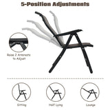 NNECW 2 Piece Outdoor Patio Rattan Folding Chair with Adjustable High Backrest for Garden Balcony
