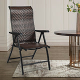 NNECW 2 Piece Outdoor Patio Rattan Folding Chair with Adjustable High Backrest for Garden Balcony