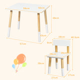 NNECW Kids Table and 2 Chairs Set with Pine Wood Legs for Playing & Learning & Eating