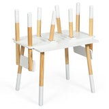 NNECW Kids Table and 2 Chairs Set with Pine Wood Legs for Playing & Learning & Eating