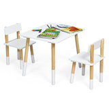 NNECW Kids Table and 2 Chairs Set with Pine Wood Legs for Playing & Learning & Eating