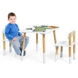 NNECW Kids Table and 2 Chairs Set with Pine Wood Legs for Playing & Learning & Eating