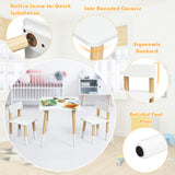 NNECW Kids Table and 2 Chairs Set with Pine Wood Legs for Playing & Learning & Eating