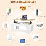 NNECW Lift Top Coffee Tabl with Hidden Storage Compartment for Living Room