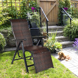 NNECW 2PCS Folding Reclining Rattan Chair with Adjustable Position for Garden
