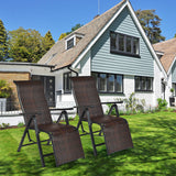 NNECW 2PCS Folding Reclining Rattan Chair with Adjustable Position for Garden