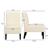 NNECW Armless Accent Chair with Curved Backrest for  Living Room &amp Bedroom-Beige