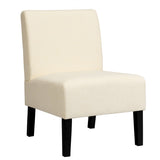 NNECW Armless Accent Chair with Curved Backrest for  Living Room &amp Bedroom-Beige