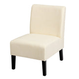 NNECW Armless Accent Chair with Curved Backrest for  Living Room &amp Bedroom-Beige