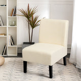 NNECW Armless Accent Chair with Curved Backrest for  Living Room &amp Bedroom-Beige