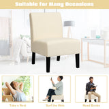 NNECW Armless Accent Chair with Curved Backrest for  Living Room &amp Bedroom-Beige