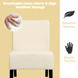 NNECW Armless Accent Chair with Curved Backrest for  Living Room &amp Bedroom-Beige