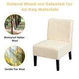 NNECW Armless Accent Chair with Curved Backrest for  Living Room &amp Bedroom-Beige