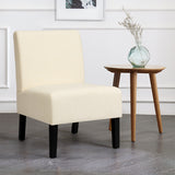 NNECW Armless Accent Chair with Curved Backrest for  Living Room &amp Bedroom-Beige