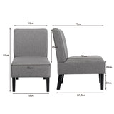 NNECW Armless Accent Chair with Curved Backrest for  Living Room &amp Bedroom-Gray
