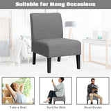 NNECW Armless Accent Chair with Curved Backrest for  Living Room &amp Bedroom-Gray