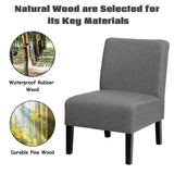NNECW Armless Accent Chair with Curved Backrest for  Living Room &amp Bedroom-Gray
