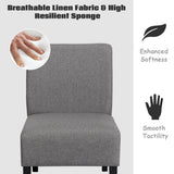 NNECW Armless Accent Chair with Curved Backrest for  Living Room &amp Bedroom-Gray