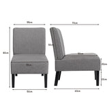 NNECW Armless Accent Chair with Curved Backrest for  Living Room &amp Bedroom-Gray