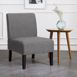 NNECW Armless Accent Chair with Curved Backrest for  Living Room &amp Bedroom-Gray