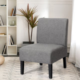 NNECW Armless Accent Chair with Curved Backrest for  Living Room &amp Bedroom-Gray