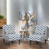 NNECW Upholstered Linen Fabric Armless Accent Chair with Pillow for Home Office-Blue