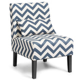 NNECW Upholstered Linen Fabric Armless Accent Chair with Pillow for Home Office-Blue
