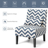 NNECW Upholstered Linen Fabric Armless Accent Chair with Pillow for Home Office-Blue