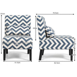 NNECW Upholstered Linen Fabric Armless Accent Chair with Pillow for Home Office-Blue