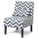 NNECW Upholstered Linen Fabric Armless Accent Chair with Pillow for Home Office-Blue