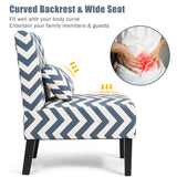 NNECW Upholstered Linen Fabric Armless Accent Chair with Pillow for Home Office-Blue