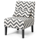NNECW Upholstered Linen Fabric Armless Accent Chair with Pillow for Home Office-Grey