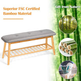 NNECW Bamboo Shoe Organizer with Soft Cushion for Entryway