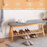 NNECW Bamboo Shoe Organizer with Soft Cushion for Entryway