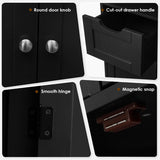 NNECW Bathroom Floor Cabinet with Open Shelf &amp 2 Drawers-Black