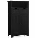 NNECW Bathroom Floor Cabinet with Open Shelf &amp 2 Drawers-Black