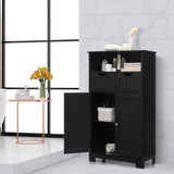 NNECW Bathroom Floor Cabinet with Open Shelf &amp 2 Drawers-Black