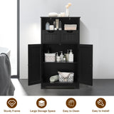NNECW Bathroom Floor Cabinet with Open Shelf &amp 2 Drawers-Black