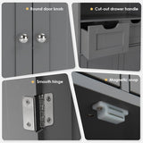 NNECW Bathroom Floor Cabinet with Open Shelf &amp 2 Drawers-Grey