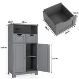 NNECW Bathroom Floor Cabinet with Open Shelf &amp 2 Drawers-Grey