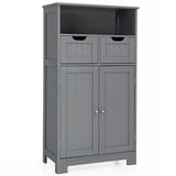 NNECW Bathroom Floor Cabinet with Open Shelf &amp 2 Drawers-Grey