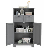 NNECW Bathroom Floor Cabinet with Open Shelf &amp 2 Drawers-Grey