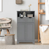 NNECW Bathroom Floor Cabinet with Open Shelf &amp 2 Drawers-Grey
