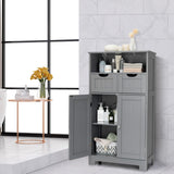 NNECW Bathroom Floor Cabinet with Open Shelf &amp 2 Drawers-Grey
