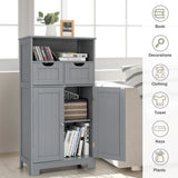 NNECW Bathroom Floor Cabinet with Open Shelf &amp 2 Drawers-Grey