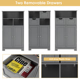 NNECW Bathroom Floor Cabinet with Open Shelf &amp 2 Drawers-Grey