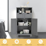 NNECW Bathroom Floor Cabinet with Open Shelf &amp 2 Drawers-Grey