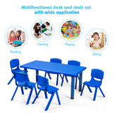 NNECW Kids Table and Chairs Set for Children Reading Blue