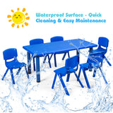 NNECW Kids Table and Chairs Set for Children Reading Blue