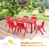 NNECW Kids Table and Chairs Set for Children Reading Red